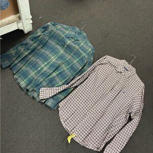 Mens Ralph Lauren Polo Button Down Long Sleeve Shirt Casual Bundle 2 Multicolor